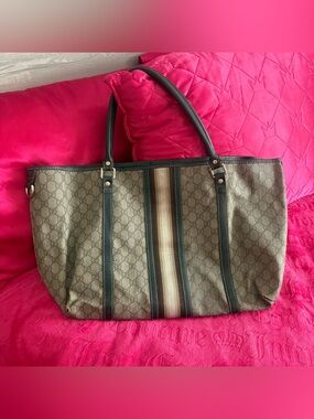 Gucci Canvas Web Stripe Tote Bag